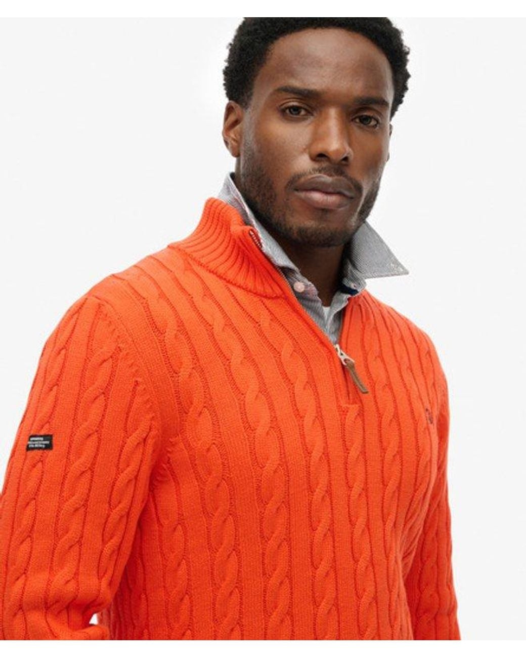 Superdry Red Organic Cotton Classic Cable Half-zip Jumper for men