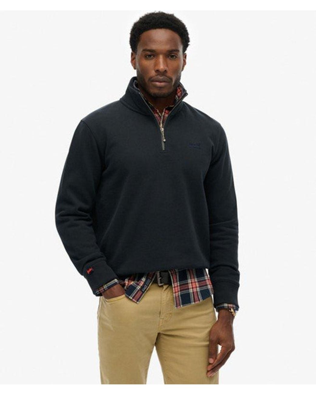 Superdry Black & Co Essential Logo Half Zip Sweatshirt for men