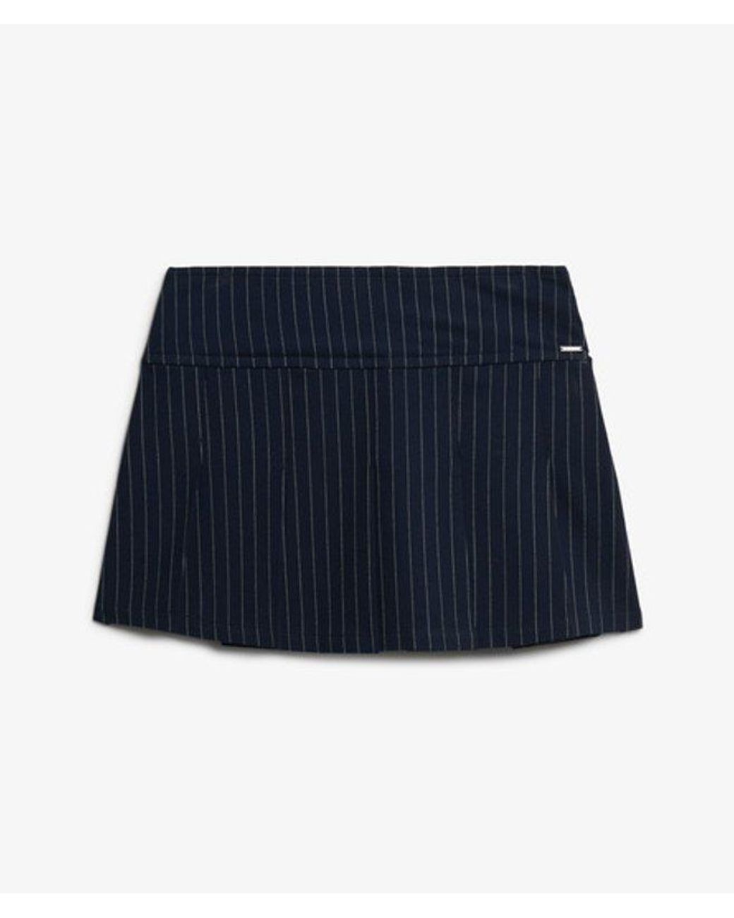 Superdry Blue & Co Pinstripe Pleat Mini Skirt