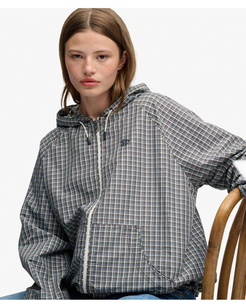 Superdry Gray & Co Checked Raglan Windbreaker Jacket