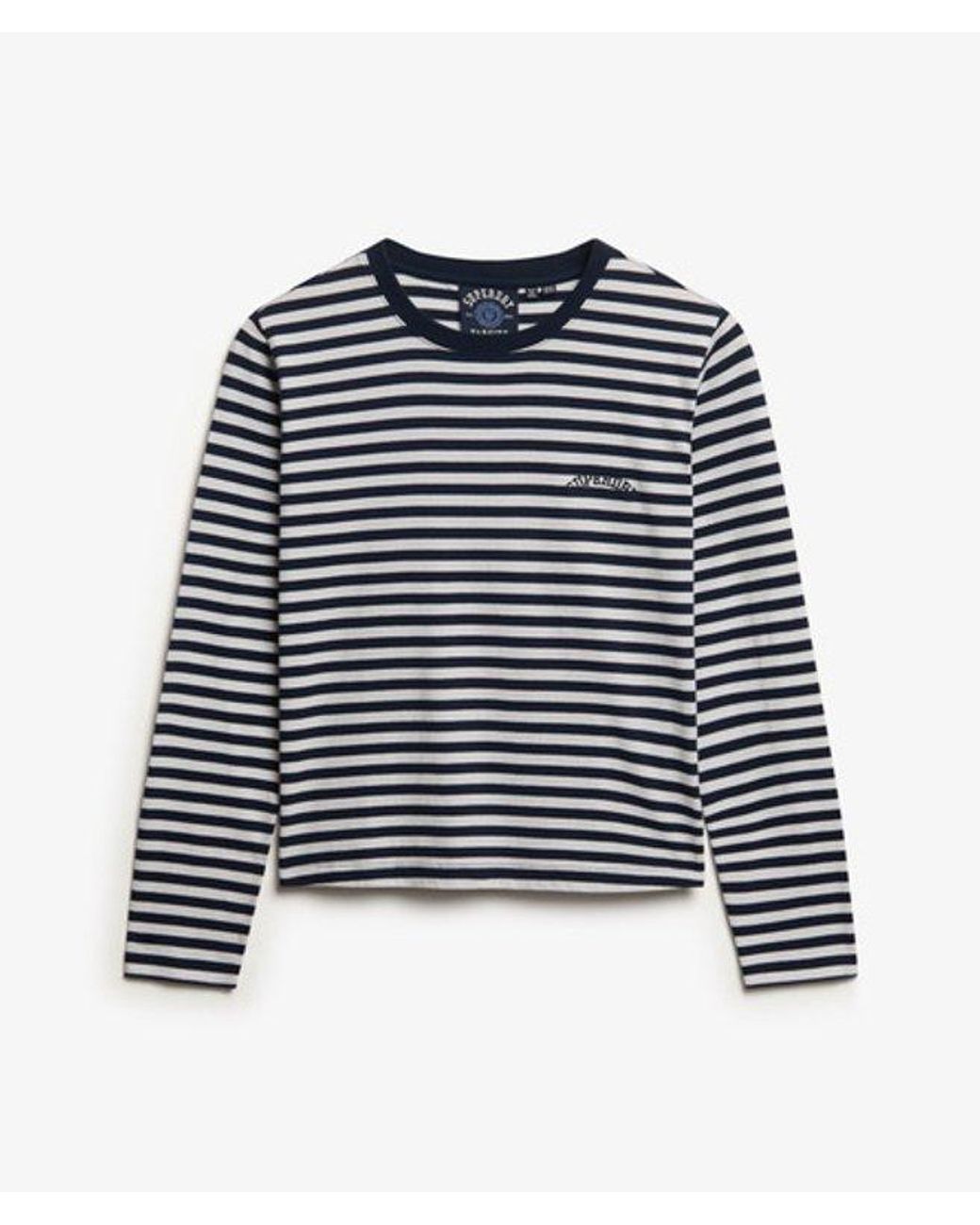 Superdry Blue & Co Essential Logo Stripe Long Sleeve Top