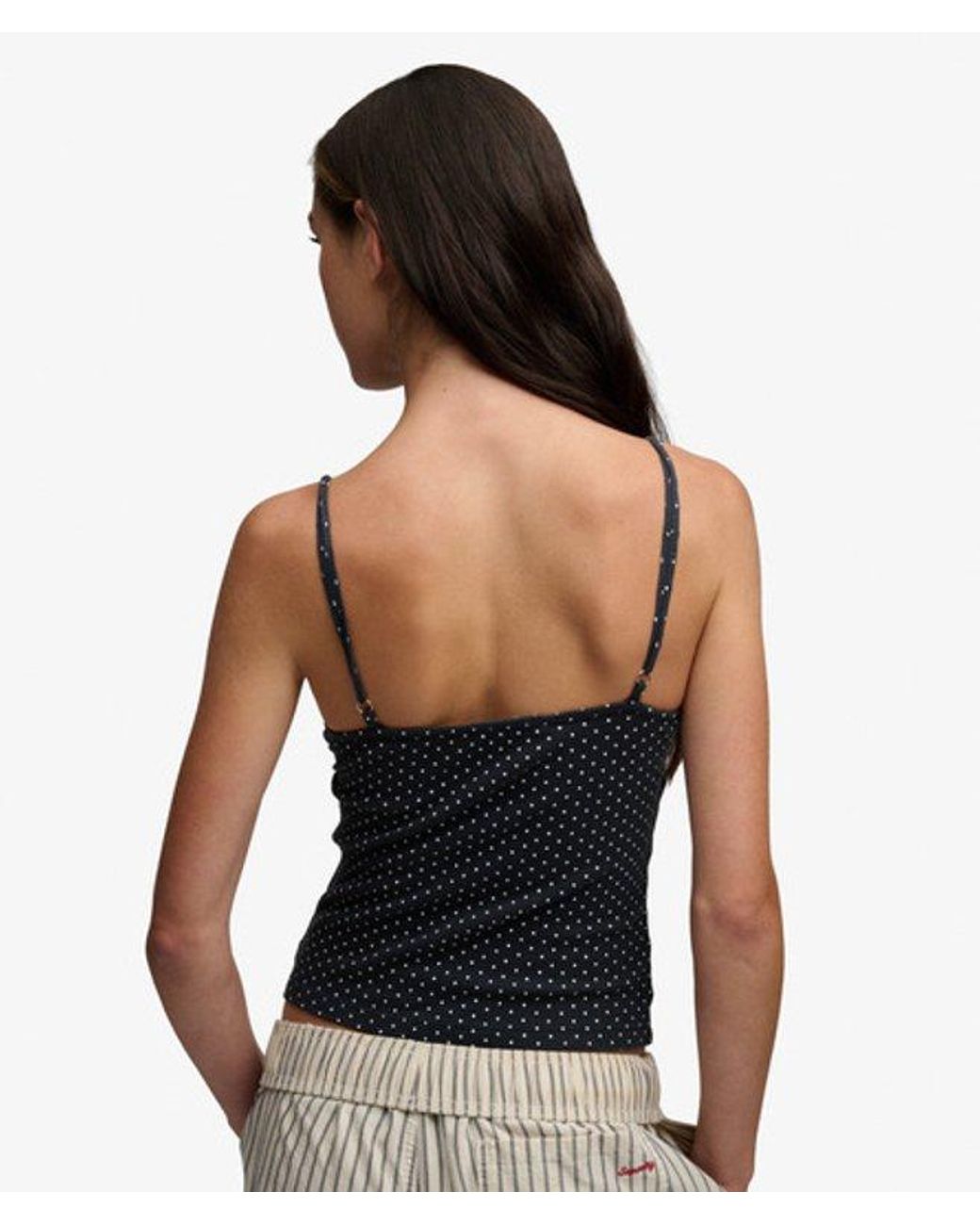 Superdry Blue & Co Athletic Essentials Printed Pointelle Cami Top