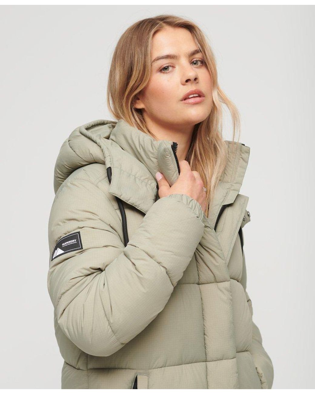 Longline Lyst Ripstop in Quilted Puffer Green Classic Superdry Coat |