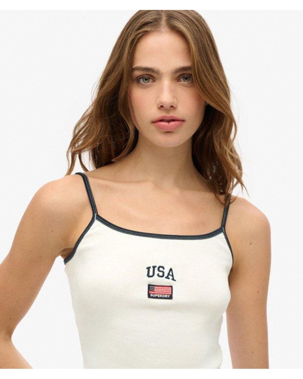 Superdry Athletic Essentials Cami Top Slanke Pasvorm in het White