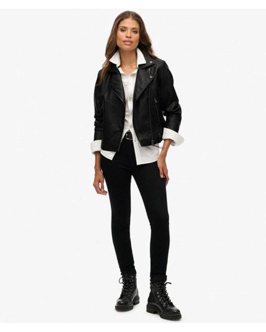 Superdry Black & Co Classic Faux Leather Biker