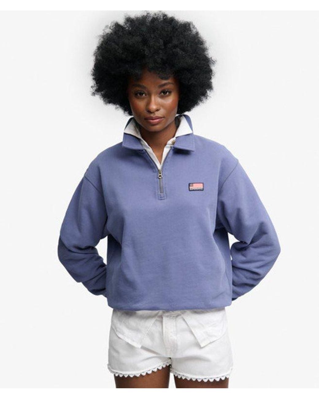 Superdry Blue & Co Athletic Essentials Collared Half Zip Sweatshirt