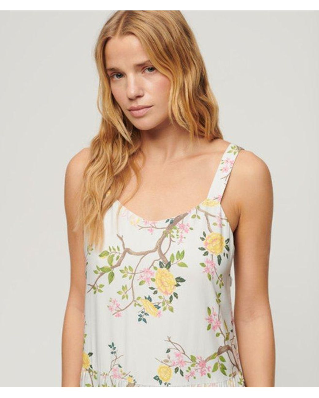 Superdry Natural & Co Floral Print Woven Tiered Maxi Dress