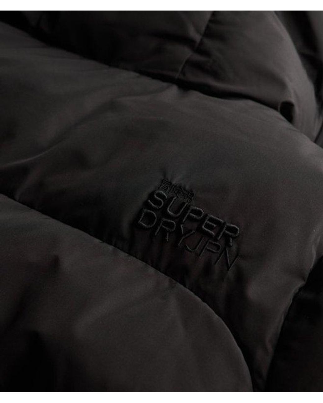 Superdry Black & Co Hooded Sports Puffer Mid Length Jacket