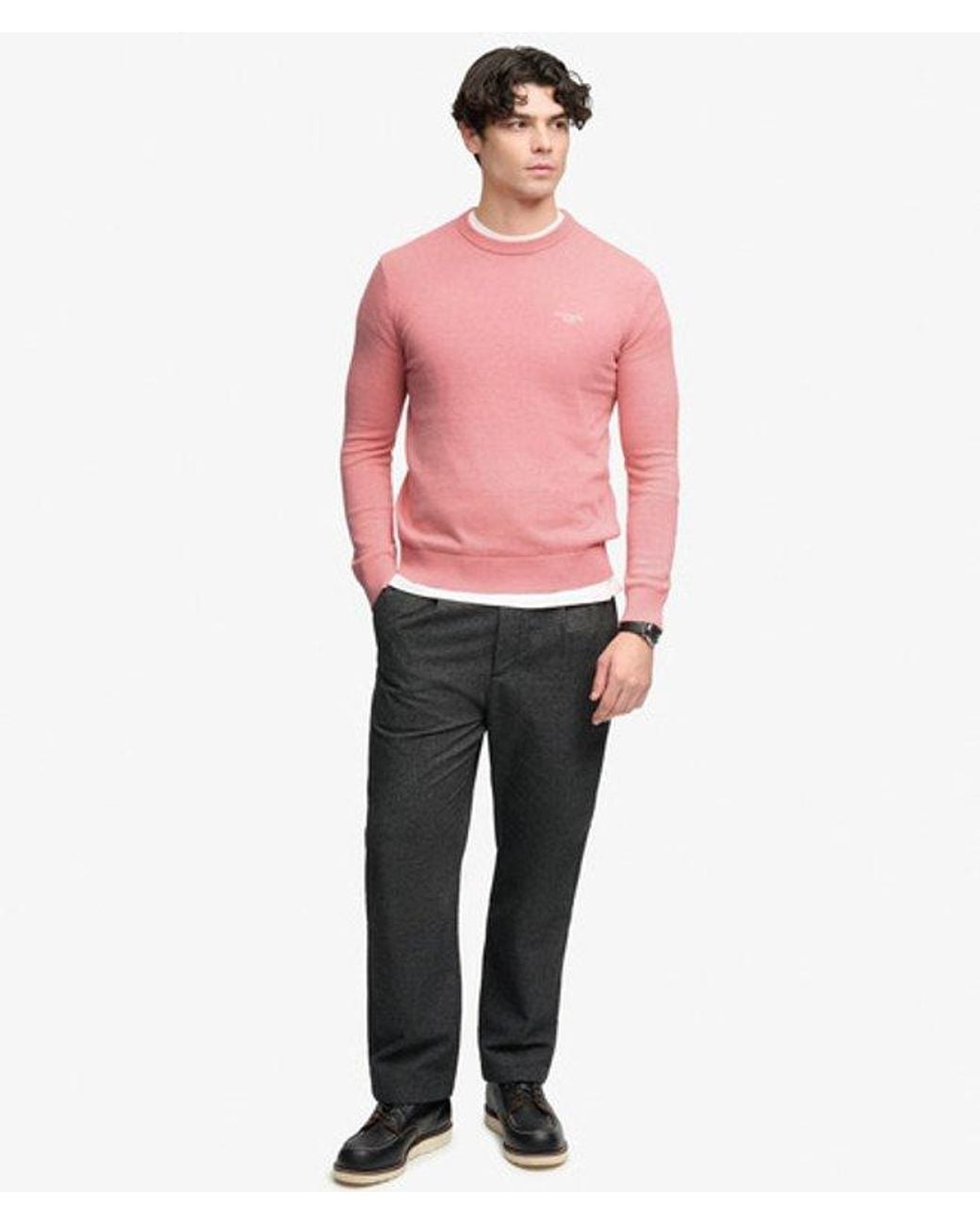 Superdry Pink Prep Essential Cotton Jumper for men