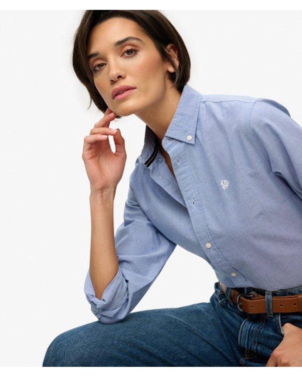 Superdry Blue & Co Slim Oxford Button Down Long Sleeve Shirt