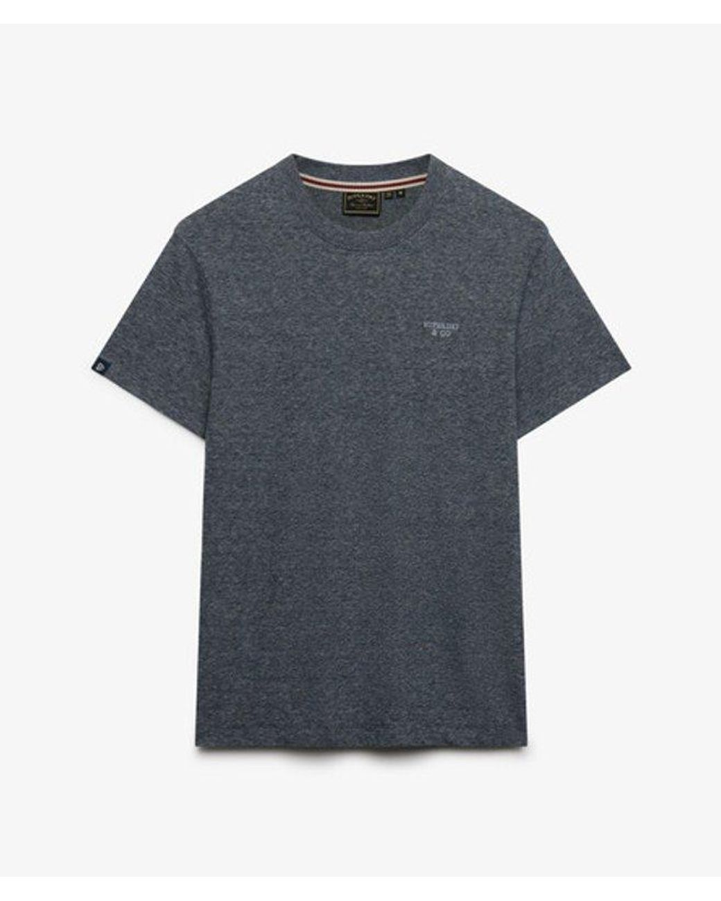 Superdry Blue & Co Essential Stacked Logo Embroidered T-shirt for men