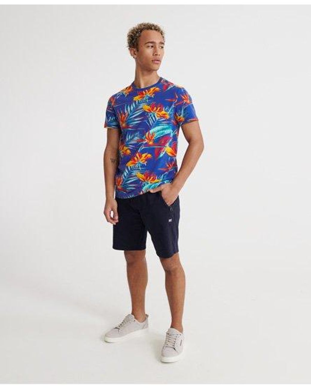 SUPERDRY ALL OVER PRINT FLORAL T-SHIRTS HERRENKLEIDUNG WEISS,BLAU T-SHIRTS