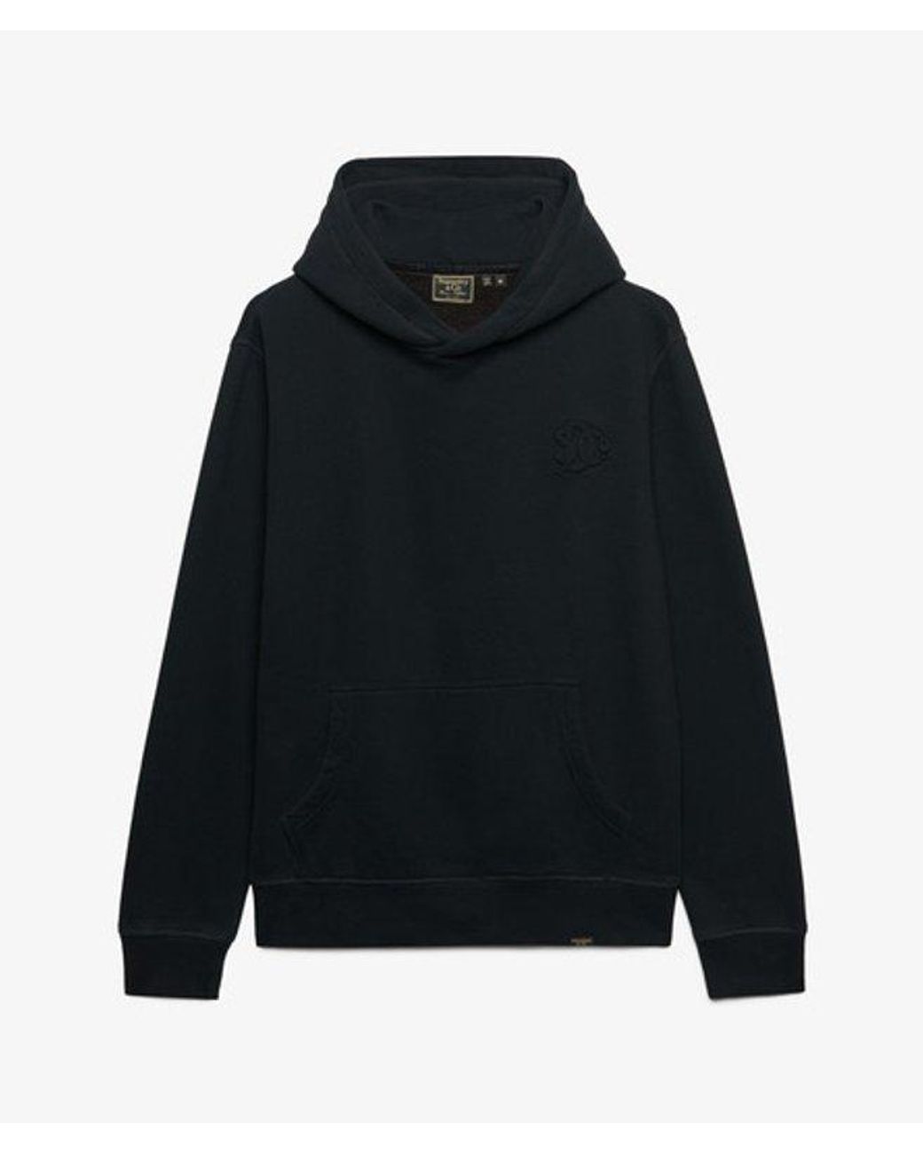 Superdry Black Company Logo Embossed Hoodie for men