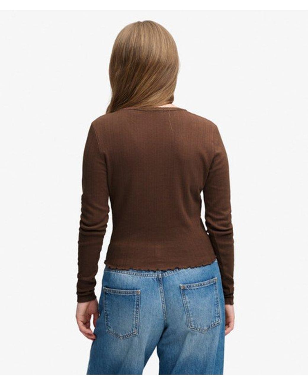 Superdry Blue & Co Athletic Essential Pointelle Cardigan
