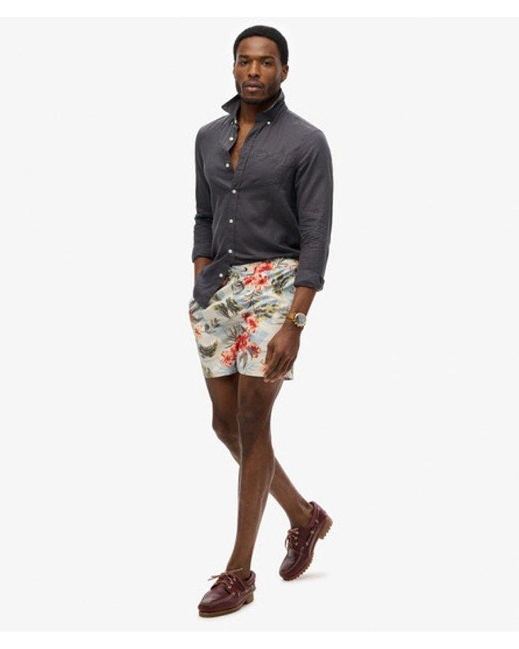 Superdry Red & Co Hawaiian Print 16-inch Swim Shorts for men