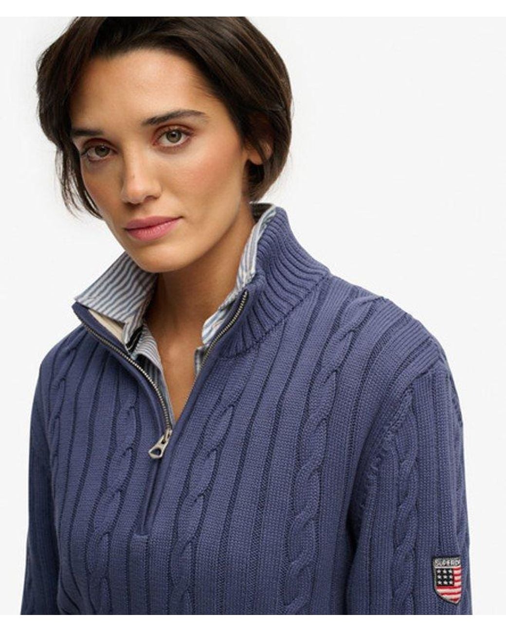 Superdry Blue & Co Cable Half Zip Knit