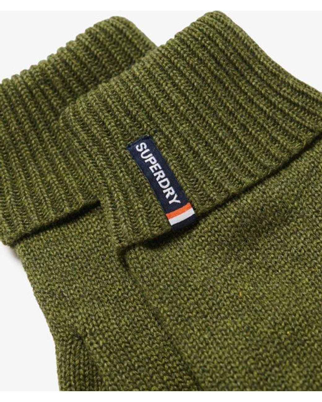 Superdry Green Essential Logo Knitted Gloves for men