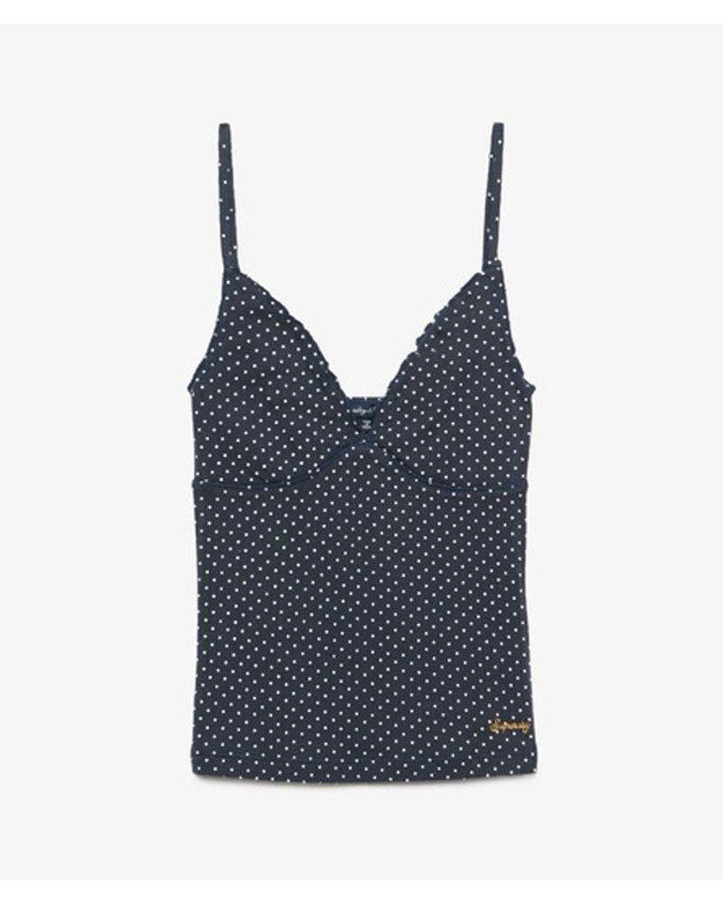 Superdry Blue & Co Athletic Essentials Printed Pointelle Cami Top