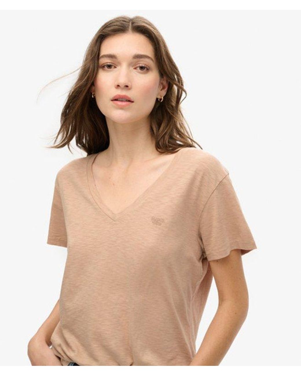 Superdry Blue & Co Embroidered Slub Relaxed Fit V-neck T-shirt