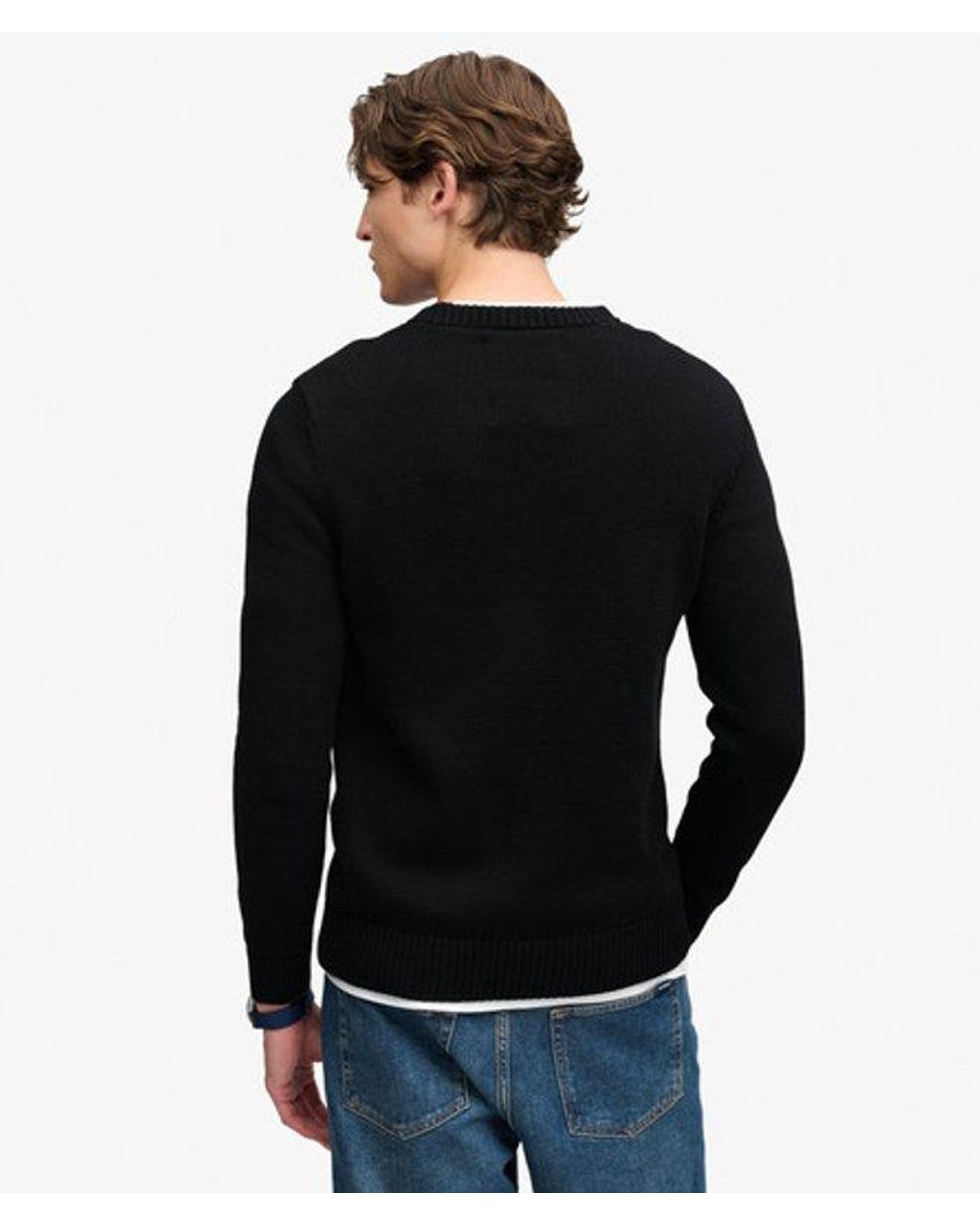 Superdry Black & Co Preppy Cotton Jumper for men