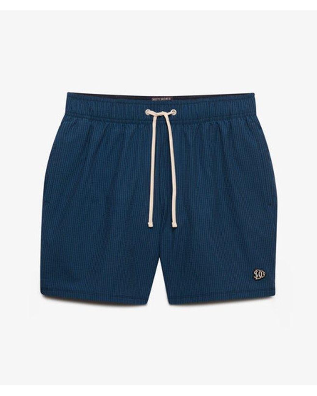 Superdry Blue & Co Seer Sucker 15-inch Swim Shorts for men