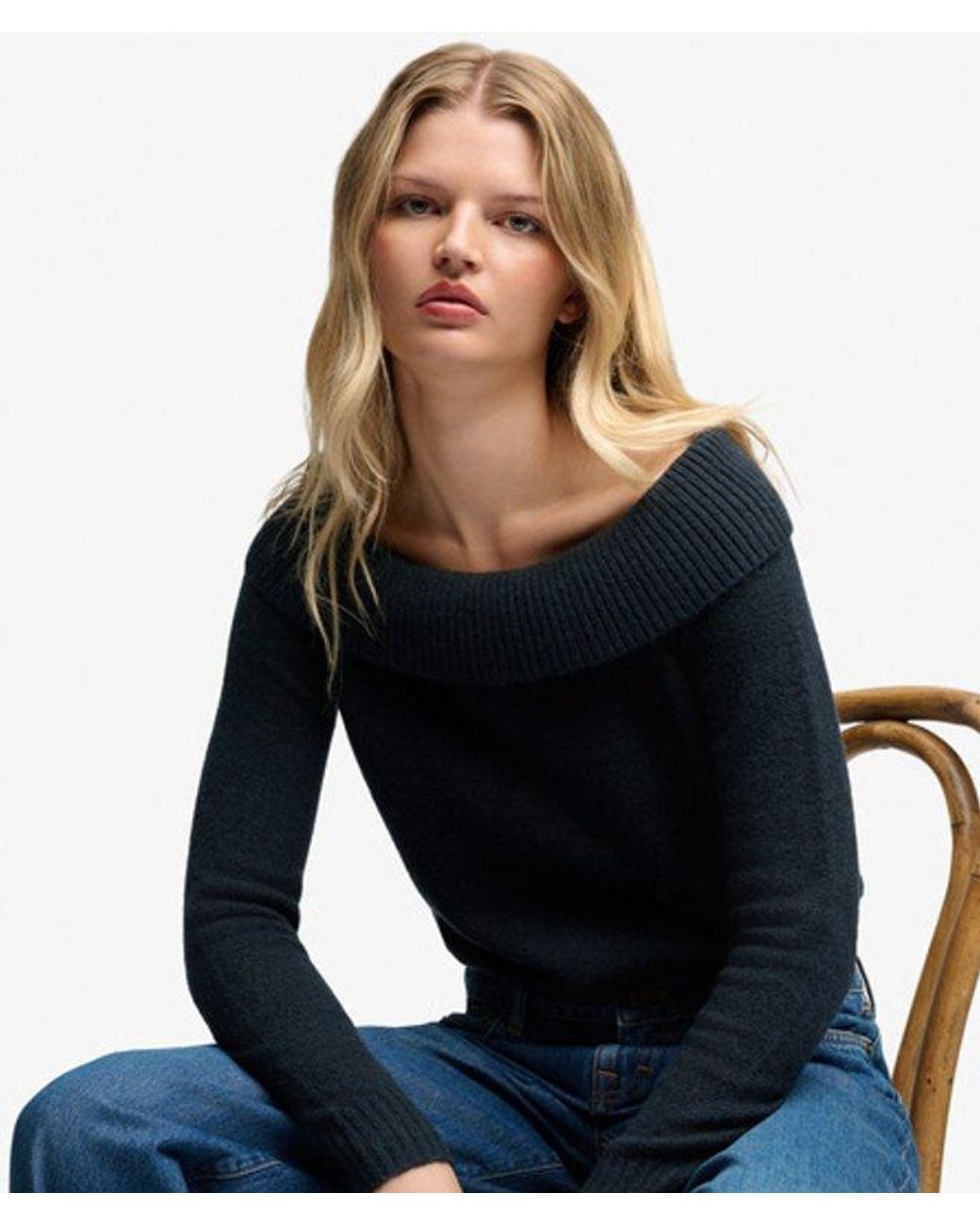 Superdry Blue & Co Bardot Knitted Jumper
