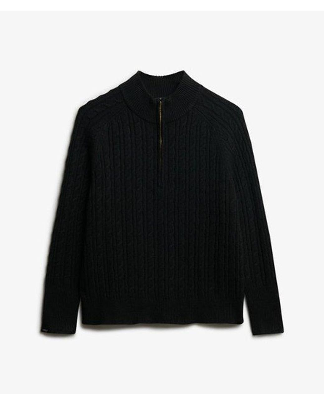 Superdry Black & Co Brushed Cable Knit Henley Jumper