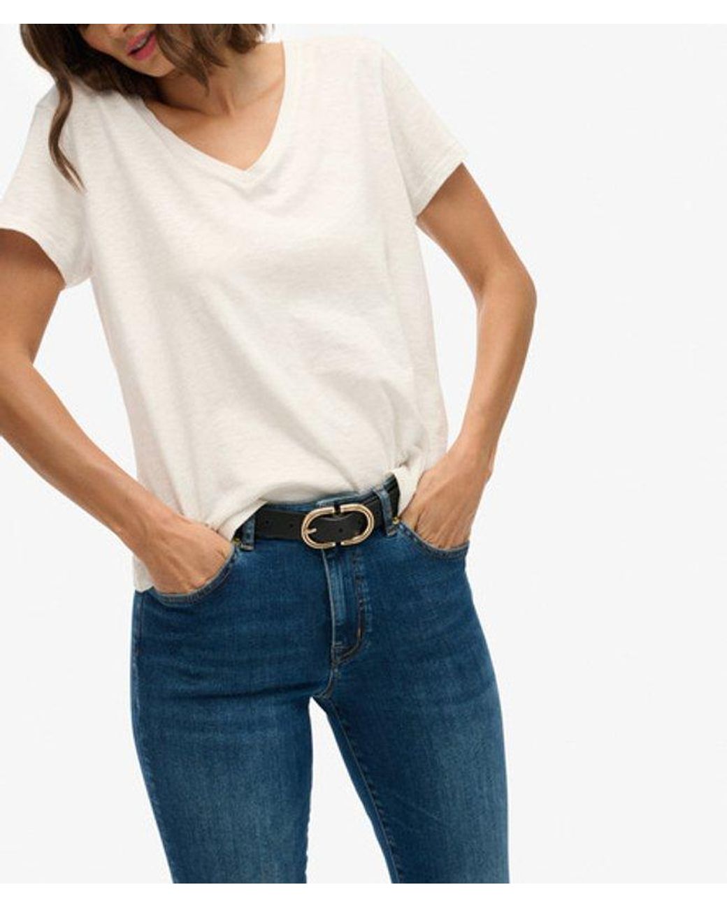 Superdry Blue Organic Cotton Mid Rise Flare Jeans Size: 26/32