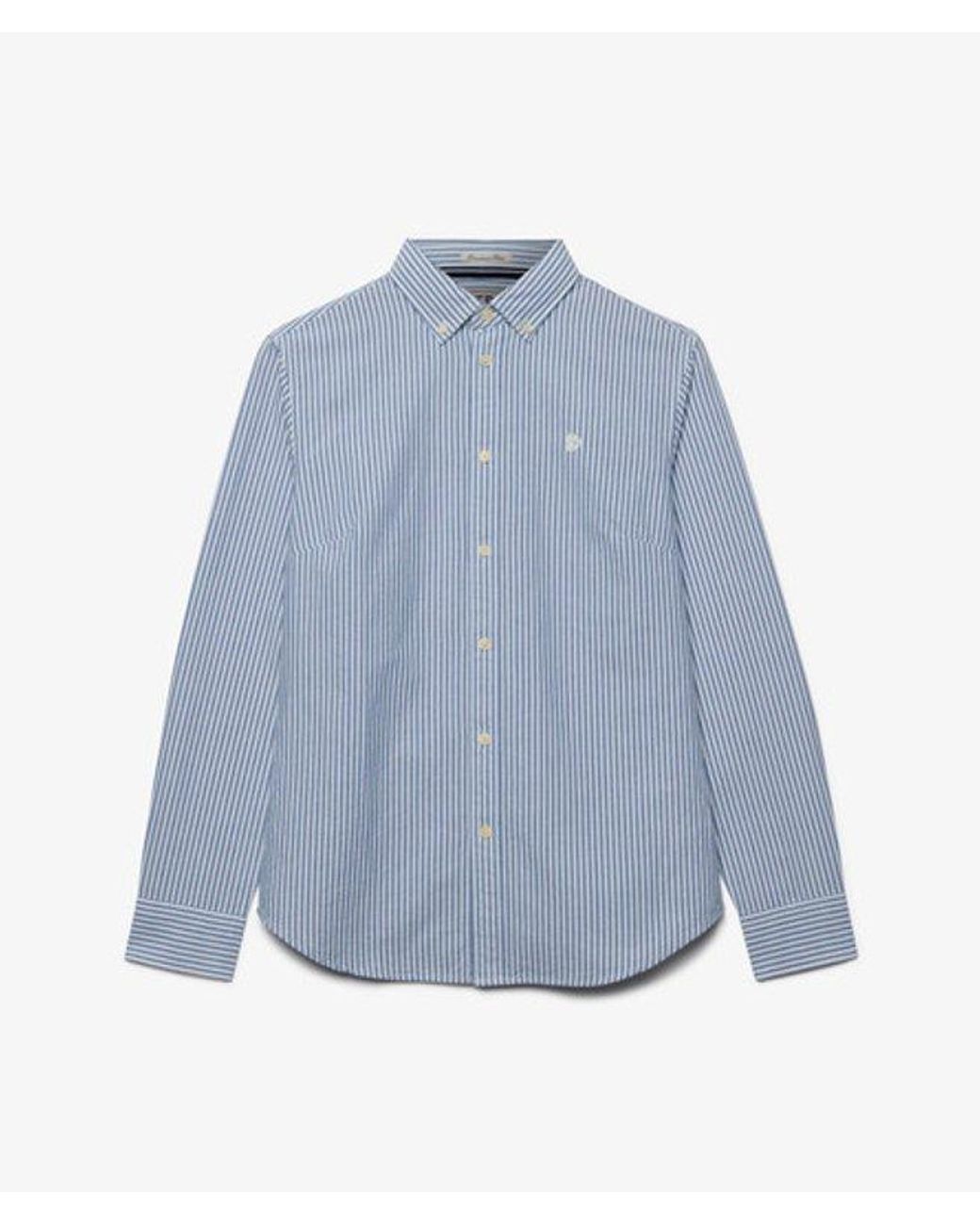 Superdry Blue Slim Oxford Button Down Long Sleeve Shirt