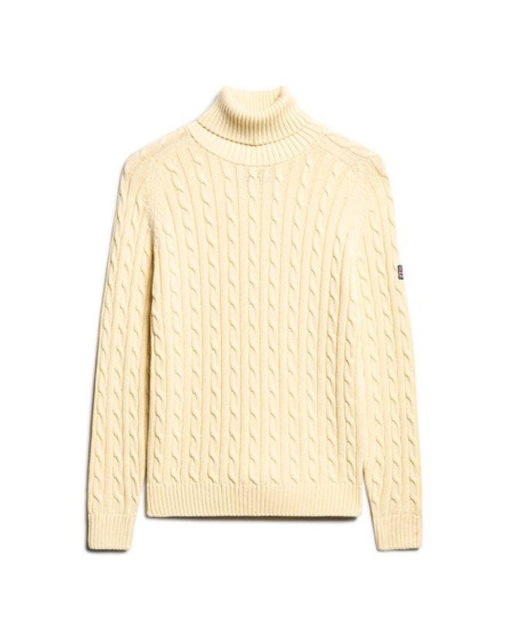 Pull ample torsadé à col roulé Superdry en coloris Natural