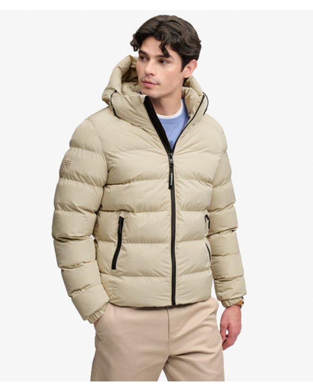 Superdry Blue & Co Hooded Sports Puffer Jacket for men