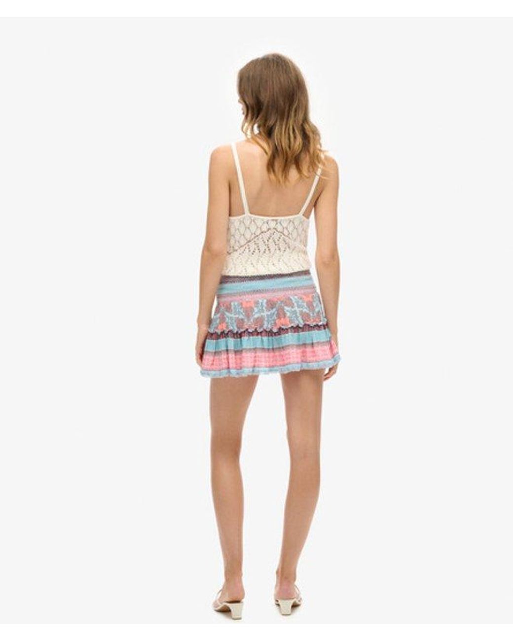 Superdry White & Co Printed Shirred Mini Skirt