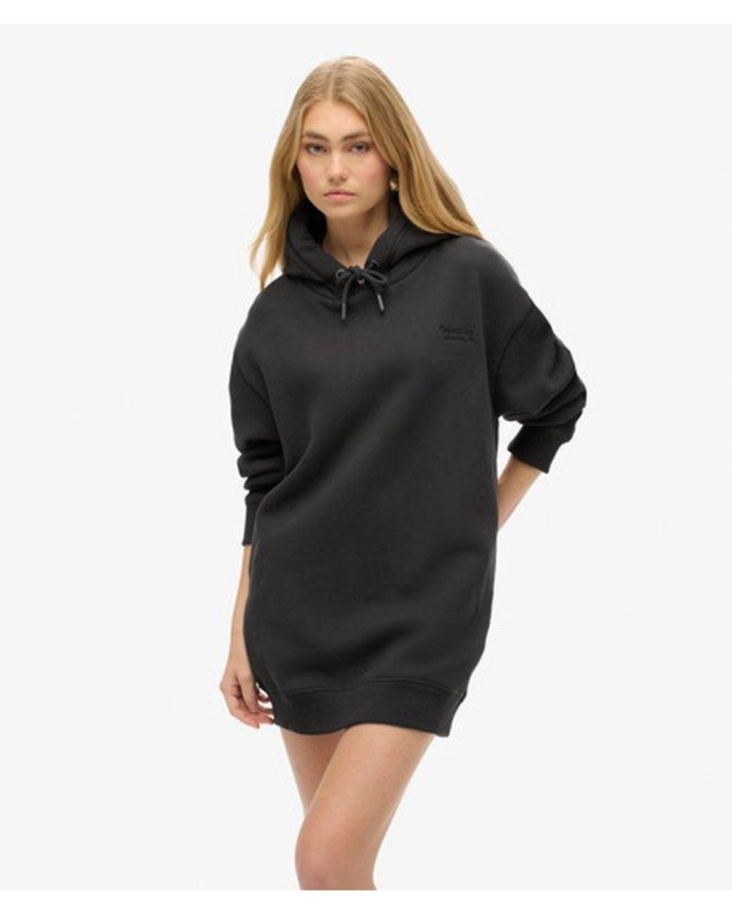 Superdry Black & Co Cotton Long Sleeve Essential Hoodie Dress