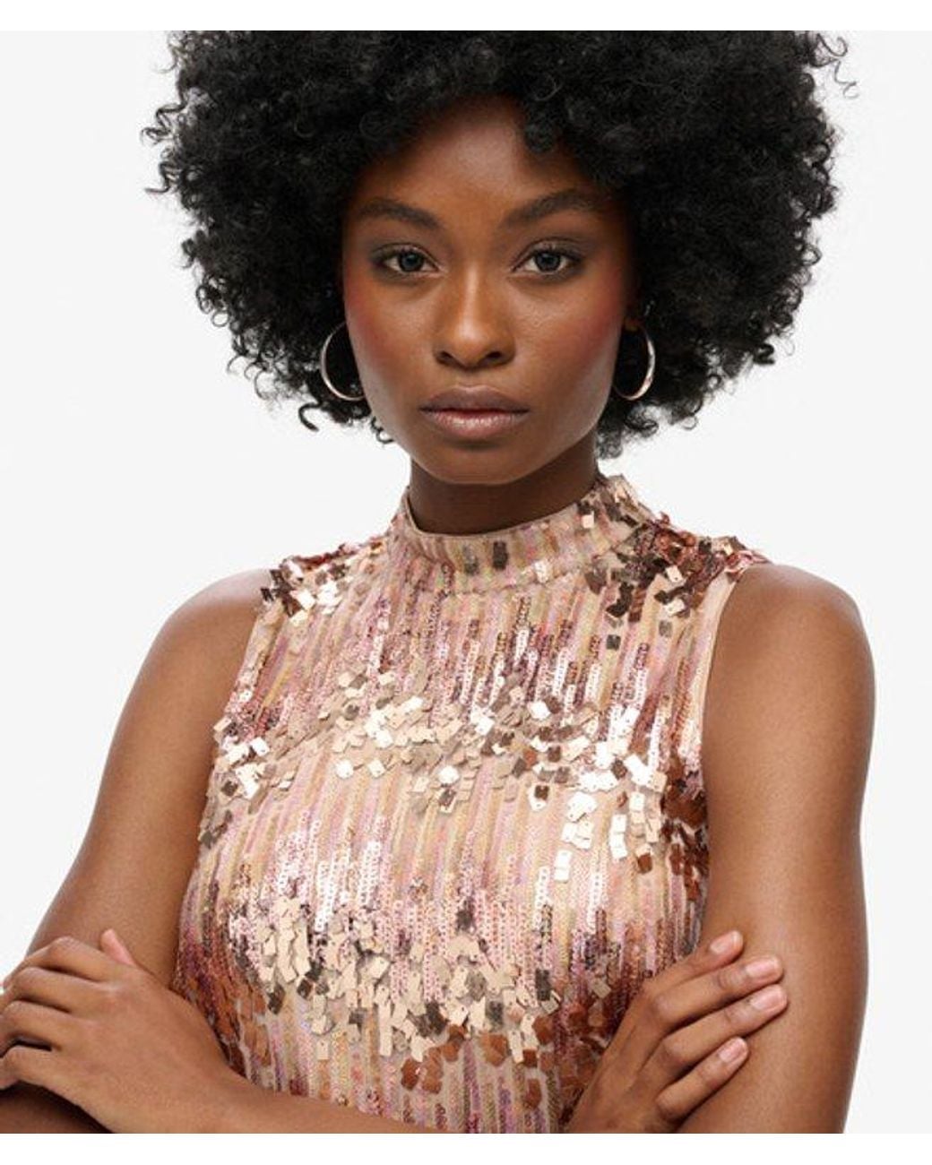 Superdry Brown & Co A-line Sl Sequin Mini Dress
