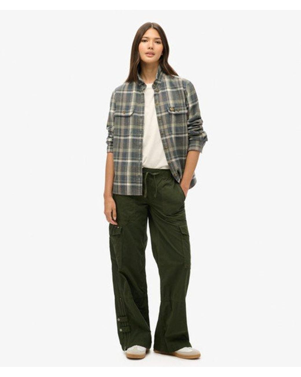 Superdry Green & Co Low Rise Wide Leg Cargo Pants
