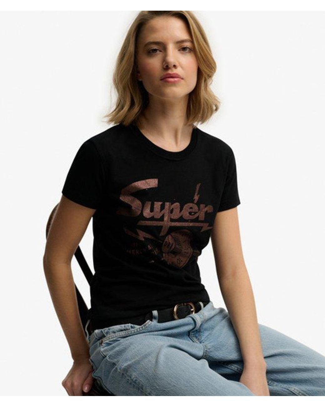 Superdry Black & Co Band Merch Fitted T-shirt