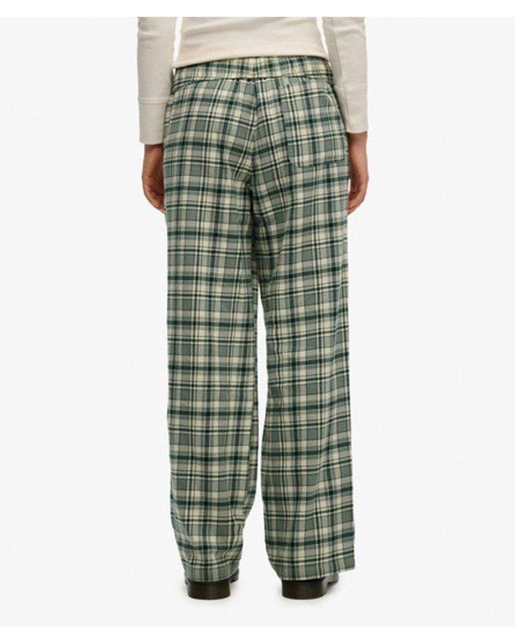 Superdry Green & Co Cotton Check Elastic Trousers