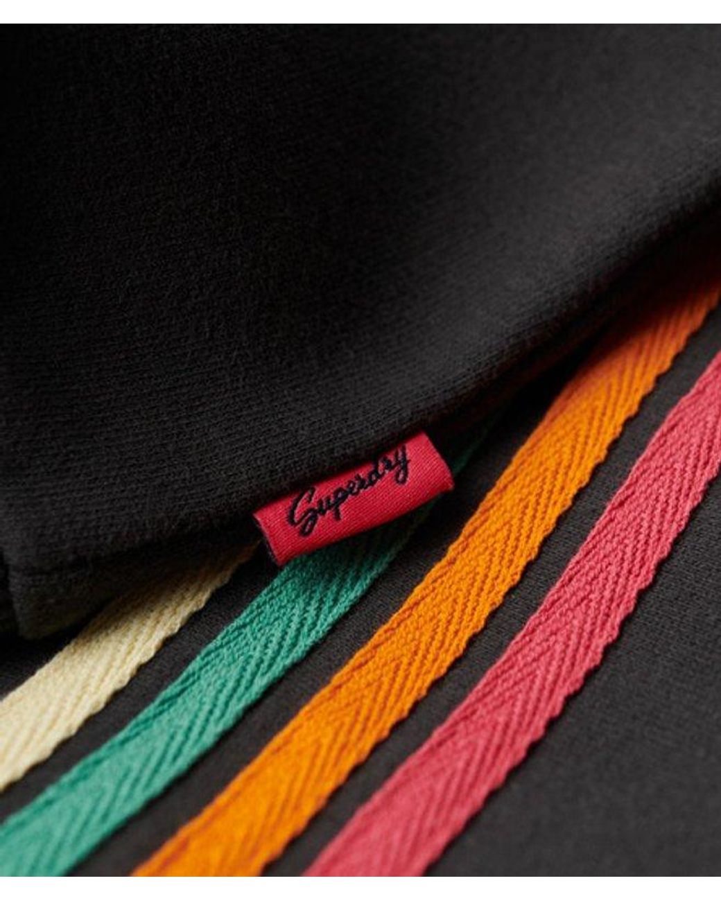 Superdry Black & Co Rainbow Stripe Logo Hoodie