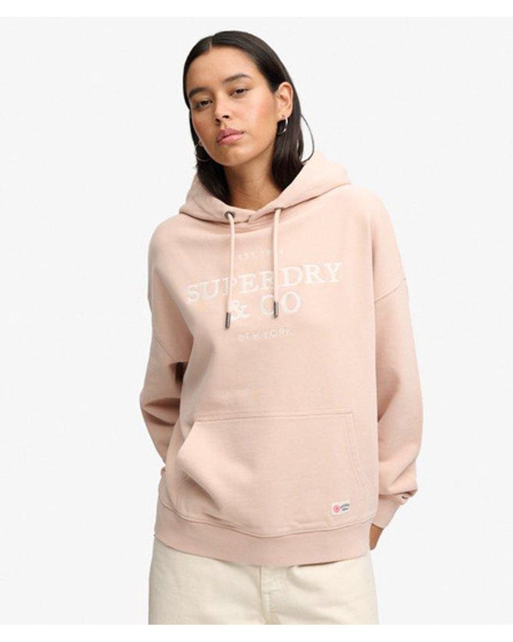 Superdry Natural & Co Luxe Casual Embroidered Relaxed Hoodie