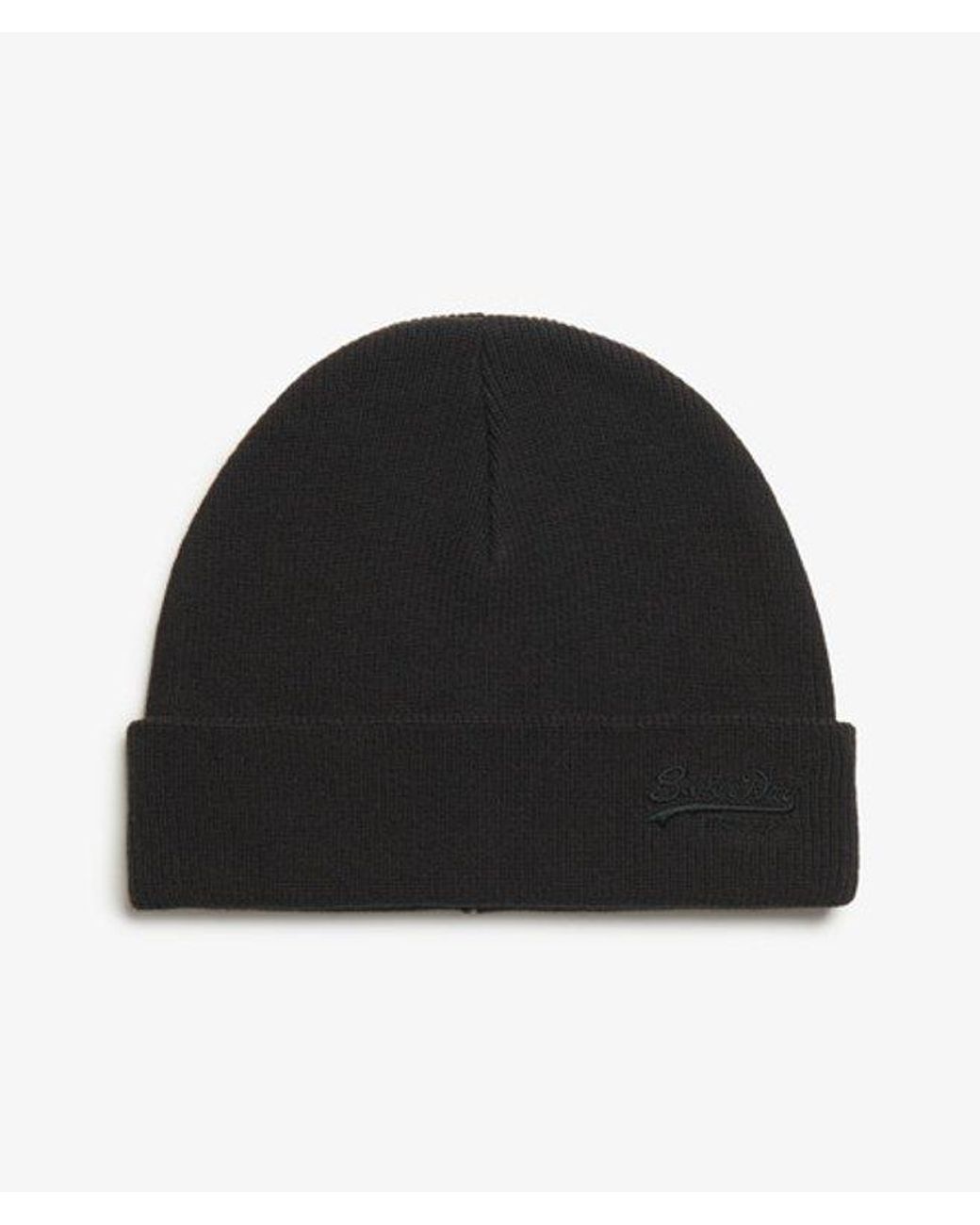 Superdry Black & Co Essential Logo Knitted Beanie Hat for men