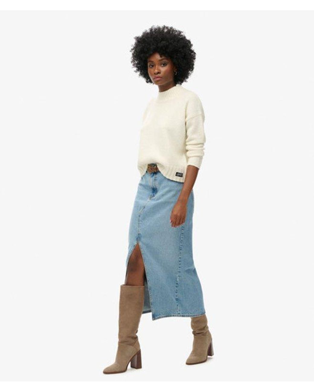 Superdry Blue & Co Denim Split Maxi Skirt