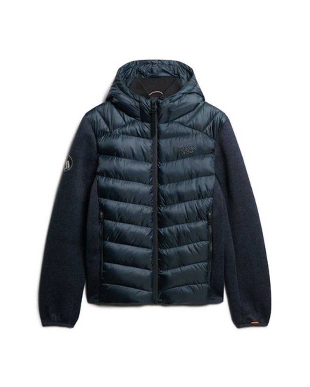 Superdry Blue Hooded Knit Storm Hybrid Jacket for men