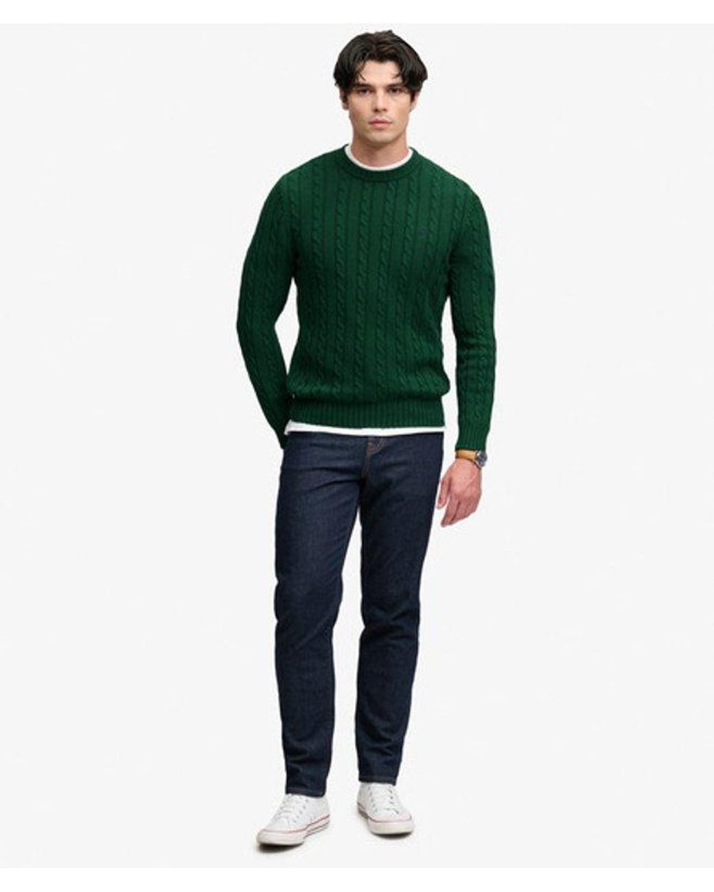 Superdry Green & Co Cotton Cable Knit Crew Jumper for men