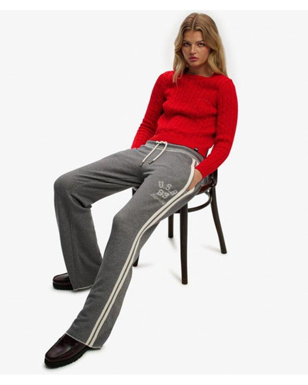 Superdry Red & Co Athletic Essentials Stripe Flare joggers