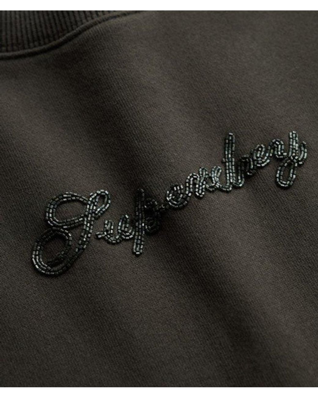 Superdry Script Brand Losse Crew Sweatshirt in het Black