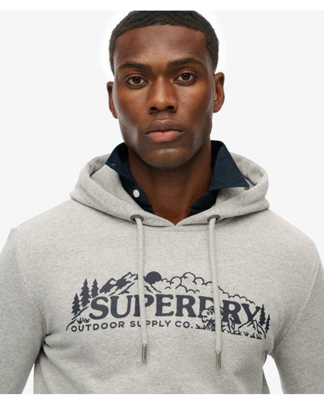 Superdry Gray & Co Outdoor Scene Relaxed Hoodie for men