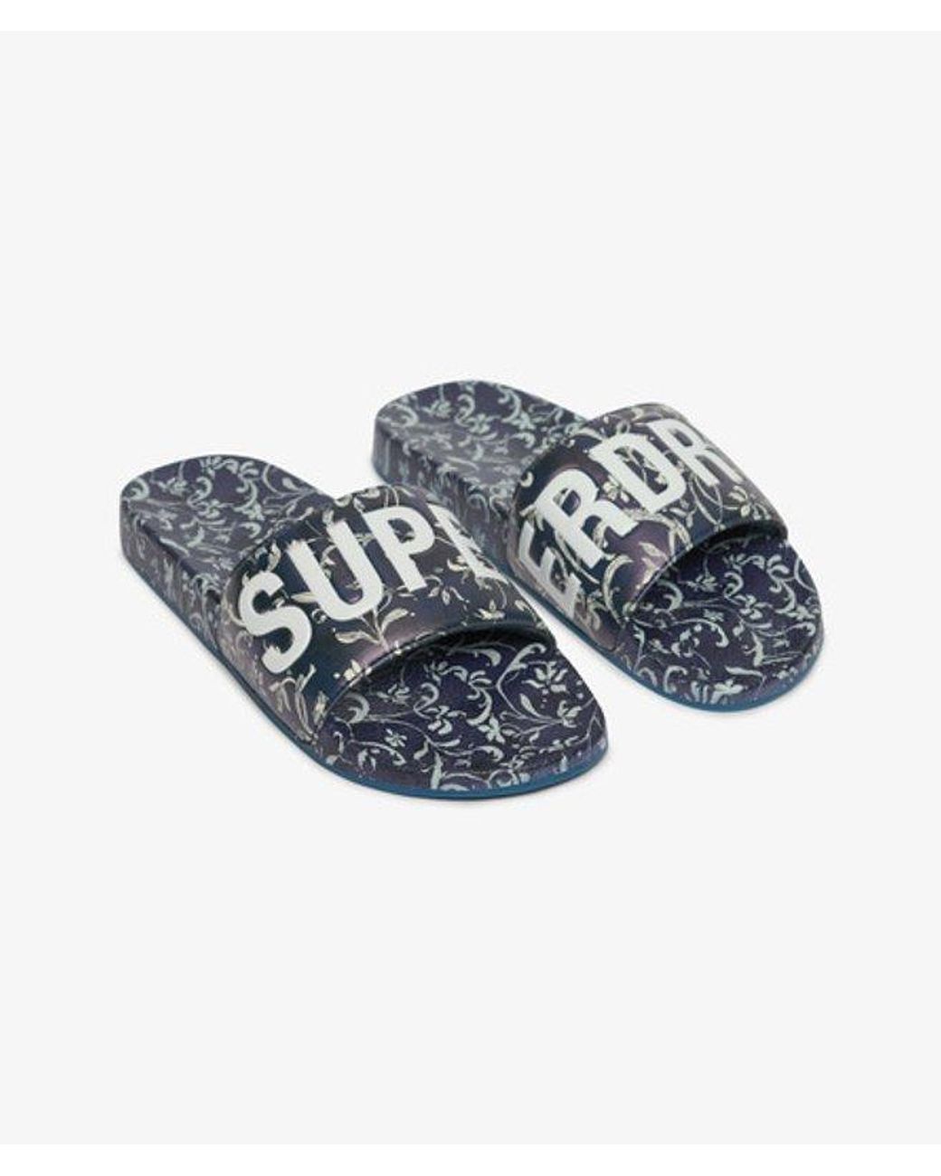 Superdry Blue & Co All Over Printed Pool Sliders
