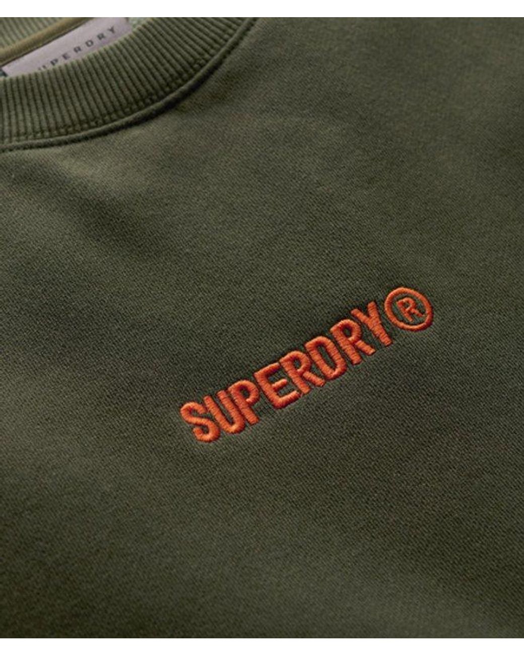 Superdry Green Micro Logo Graphic Loose Crew Sweatshirt for men