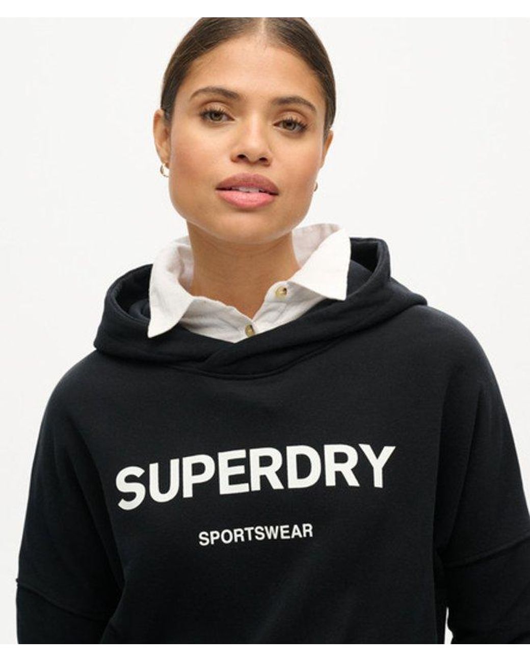 Superdry Black Core Sport Crop Box Hoodie