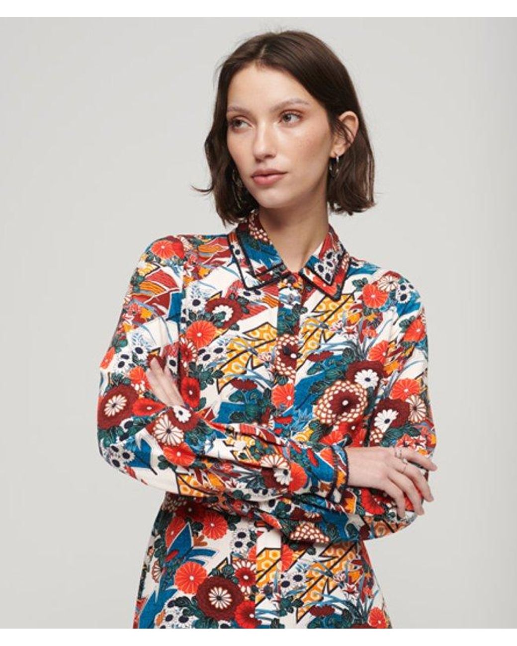 Superdry White & Co Printed Midi Shirt Dress